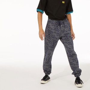 VFiles navy all over logo print cozy sweatpant joggers